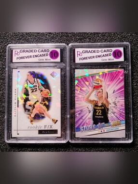 Caitlin Clark Indiana Fever Cracked Ice Basketball Rookie Card Set. Graded 10
